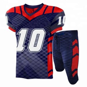 Custom American football uniforms manufacturer featuring sublimated football jerseys and pants by Hamma Sports.